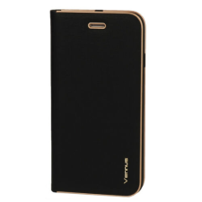 Huawei P40, Oldalra nyíló flip tok, Vennus, fekete tok és táska