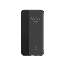 Huawei P40 S-View Cover, gyári flip tok, fekete tok és táska