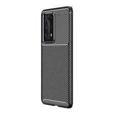 Huawei Szilikon telefonvédő (közepesen ütésálló, légpárnás sarok, karbon minta) FEKETE [Huawei P40 Pro+... tok és táska