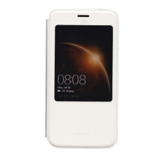 Huawei tok álló, bőr hatású (FLIP, oldalra nyíló, Smart View Cover) FEHÉR Huawei G8 tok és táska