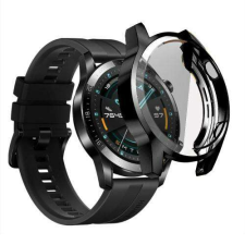 HUAWEI Watch GT 2 46mm, Okosóra szilikon védőtok, előlapvédős, Fekete okosóra kellék