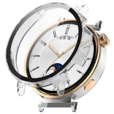  Huawei Watch GT 4 41mm, Okosóra műanyag védőtok, 9H üvegfólia, Átlátszó okosóra kellék
