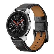  Huawei Watch GT / GT2 / GT2 Pro (46 mm) okosóra szíj - TECH-PROTECT Leather fekete bőr szíj (22 mm szíj szélesség) okosóra kellék