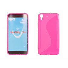 Huawei Y6, Szilikon tok, S-Case, rózsaszín tok és táska