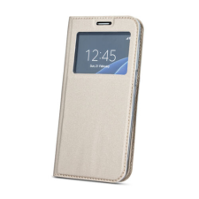 Huawei Y6/Y6 Prime 2018, Oldalra nyíló flip tok, Ablakos, arany tok és táska