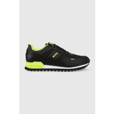 Hugo Boss BOSS, Parkour sneaker műbőr részletekkel, Fekete, Limezöld, 41 férfi cipő