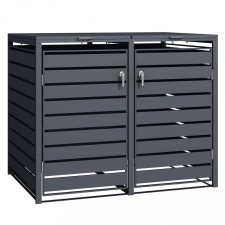  Hulladéktároló kerítés egy kukához csuklós fedéllel ajtóval antracit két kukához kerti tárolás