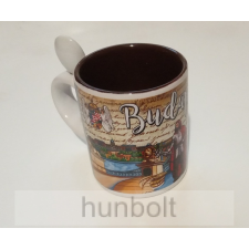 Hunbolt Budapest kanalas színes porcelán bögre bögrék, csészék