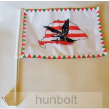 Hunbolt Farkasfogas árpádsávos Nagy-Magyarország fekete turulos autós zászló, ablakra tűzhető