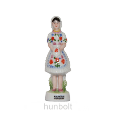 Hunbolt Kalocsai népi ruhás lány - kézzel festett miniatűr porcelánfigura hűtőmágnes