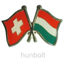 Hunbolt Kitűző, páros zászló Svájc-Magyar jelvény 26x15 mm kitűző