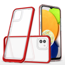 Hurtel átlátszó 3in1 tok Samsung Galaxy A03 szilikon tok kerettel piros tok és táska
