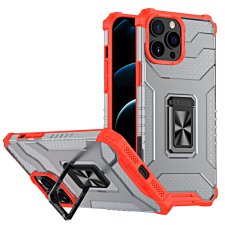Hurtel Crystal Ring tok kihajtható támasztó Tough Rugged tok iPhone 12 Pro piros tok és táska