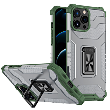 Hurtel Crystal Ring tok kihajtható támasztó Tough Rugged tok iPhone 13 Pro zöld tok és táska