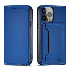Hurtel Mágneses kártyatartós tok iPhone 14 Pro Max flip cover pénztárca állvány kék tok és táska