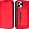 Hurtel Magnet Card Case Tok iPhone 12 Pro Tok Kártyatárca Pénztárca Kártyatartó Piros (9145576250815)