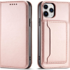 Hurtel Magnet Card Case Tok iPhone 12 Pro Tok Kártyatárca Pénztárca Kártyatartó Rózsaszín (9145576250808)