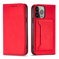 Hurtel Magnet Card Case tok iPhone 13 mini tok kártya pénztárca kártya állvány piros tok és táska