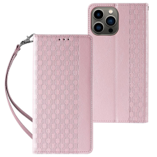 Hurtel Magnet Strap Case iPhone 14 Plus Flip Wallet Mini Lanyard Stand Pink tok és táska