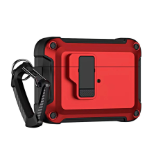 Hurtel Pro Armor tok karabínerrel AirPods 4 - piros fülhallgató, fejhallgató tok