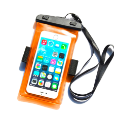 Hurtel PVC vízálló karpántos telefontok - narancssárga tok és táska