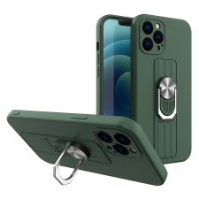 Hurtel Ring Case szilikon telefontok gyűrűvel iPhone 12 mini készülékhez sötétzöld tok és táska