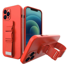 Hurtel Samsung Galaxy A22 5G - Rope Case kitámasztható telefontok állítható pánttal, Piros tok és táska