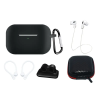 Hurtel SILICONE Case szett AirPods Pro 2 / AirPods Pro 1 + tok / fülhorog / nyakpánt / óraszíj tartó / karabiner | fekete