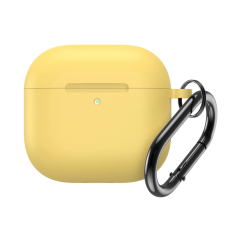 Hurtel Silicone tok karabínerrel AirPods 4 - sárga fülhallgató, fejhallgató tok