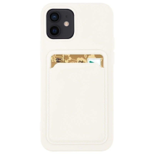 Hurtel Szilikon tok bankkártyatartóval Samsung Galaxy S21 + 5G (S21 Plus 5G) fehér tok és táska