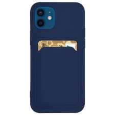 Hurtel Szilikon tok bankkártyatartóval Samsung Galaxy S21 + 5G (S21 Plus 5G) tengerészkék tok és táska
