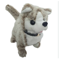  Husky kutya, elemes, sétáló, puha plüss borítással, hanggal, Barna - fehér plüssfigura