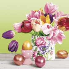 Húsvét Tulips Bouquet szalvéta 20 db-os 33x33 cm party kellék