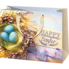  Húsvéti ajándéktáska 23x18x10cm, közepes, fekvő, tojások kosárban ajándéktasak