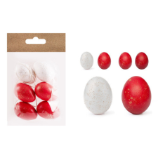  Húsvéti tojásdekoráció piros/fehér 6 db/csomag dekorációs kellék