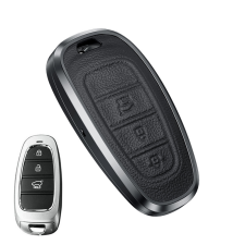 Hyundai 3 gombos keyless kulcs alumínium+bőr tok autó tuning