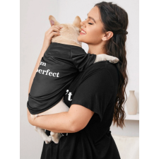  "I am perfect" poliészter kutyaruha, fekete, XXL-es kutyaruha