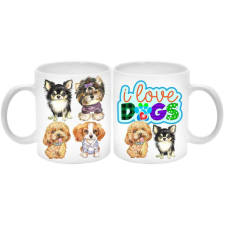 I love dogs kétoldalas mintás bögre, 1 db bögrék, csészék