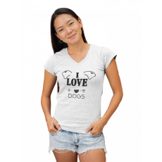  I love dogs - Női V Nyakú Póló
