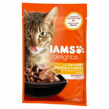 Iams Cat Delights Csirkehús És Pulykahús Szószban nedves macskatáp 85g macskaeledel