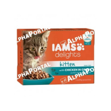 IAMS Cat Delights Kitten&Junior csirke falatkák ízletes szószban, multipack 12x85g macskaeledel