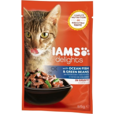 IAMS Cat Delights – Tengeri hal és zöldbab szószban (24 x 85 g) 2.04kg macskaeledel