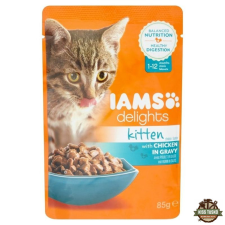 IAMS Delights Kitten Csirke Falatkák Ízletes Szószban nedves macskatáp 85g macskaeledel