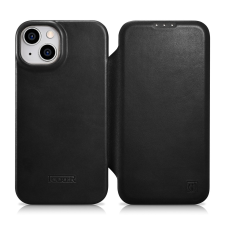 Icarer CE olajviasz prémium bőr fóliatok bőr tok iPhone 14 Flip mágneses MagSafe fekete (AKI14220705-BK) tok és táska