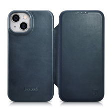 Icarer CE olajviasz prémium bőr fóliatok bőr tok iPhone 14 Plus Flip mágneses MagSafe kék (AKI14220707-BU) tok és táska