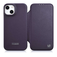 Icarer CE Prémium bőr fóliatok iPhone 14 Flip mágneses MagSafe bőr tok Sötétlila (WMI14220713-DP) tok és táska