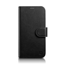 Icarer tárca tok 2in1 tok iPhone 14 Plus bőr Flip Cover Anti-RFID fekete (WMI14220727-BK) tok és táska