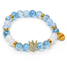 Ice Crown Glitter – Topáz és hegyikristály ásvány karkötő Korona dísszel, dobozban karkötő