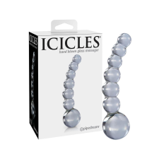  Icicles No. 66 - íves, gömbös, üveg dildó (áttetsző) műpénisz, dildó