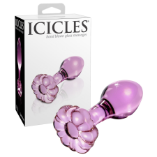  Icicles - virágos üveg anál kúp (pink) anál